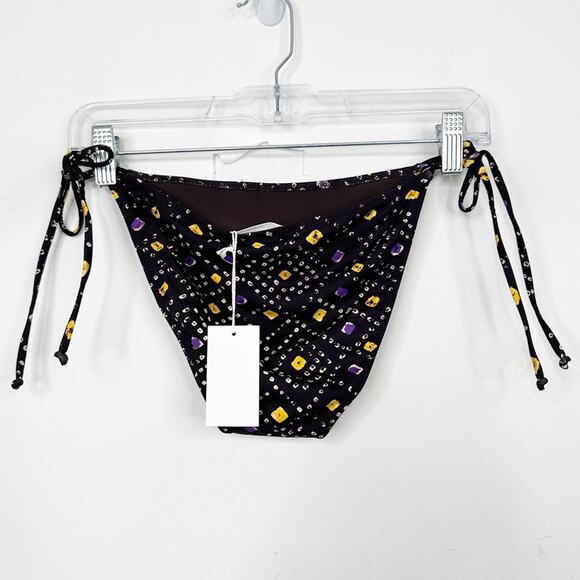 NWT ULLA JOHNSON | Zena Square Printed Side Tie Bikini Bottom Sz. Medium - Picture 2 of 3